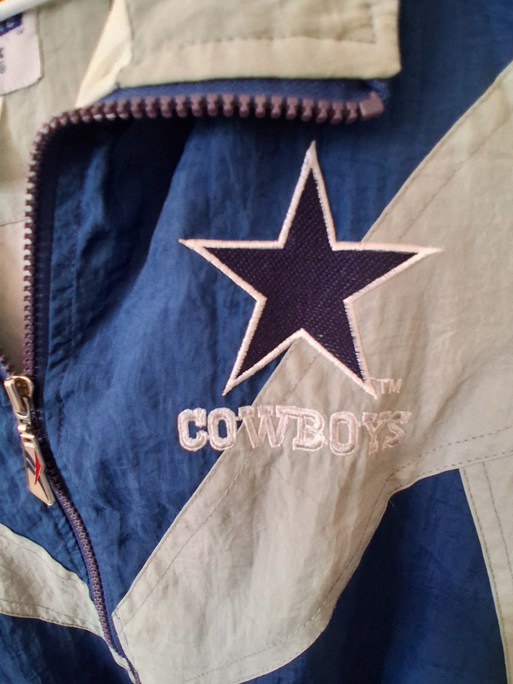 Reebok Men's Dallas Cowboys Blue & Gray Windbreaker Jacket Vintage - Picture 5 of 11